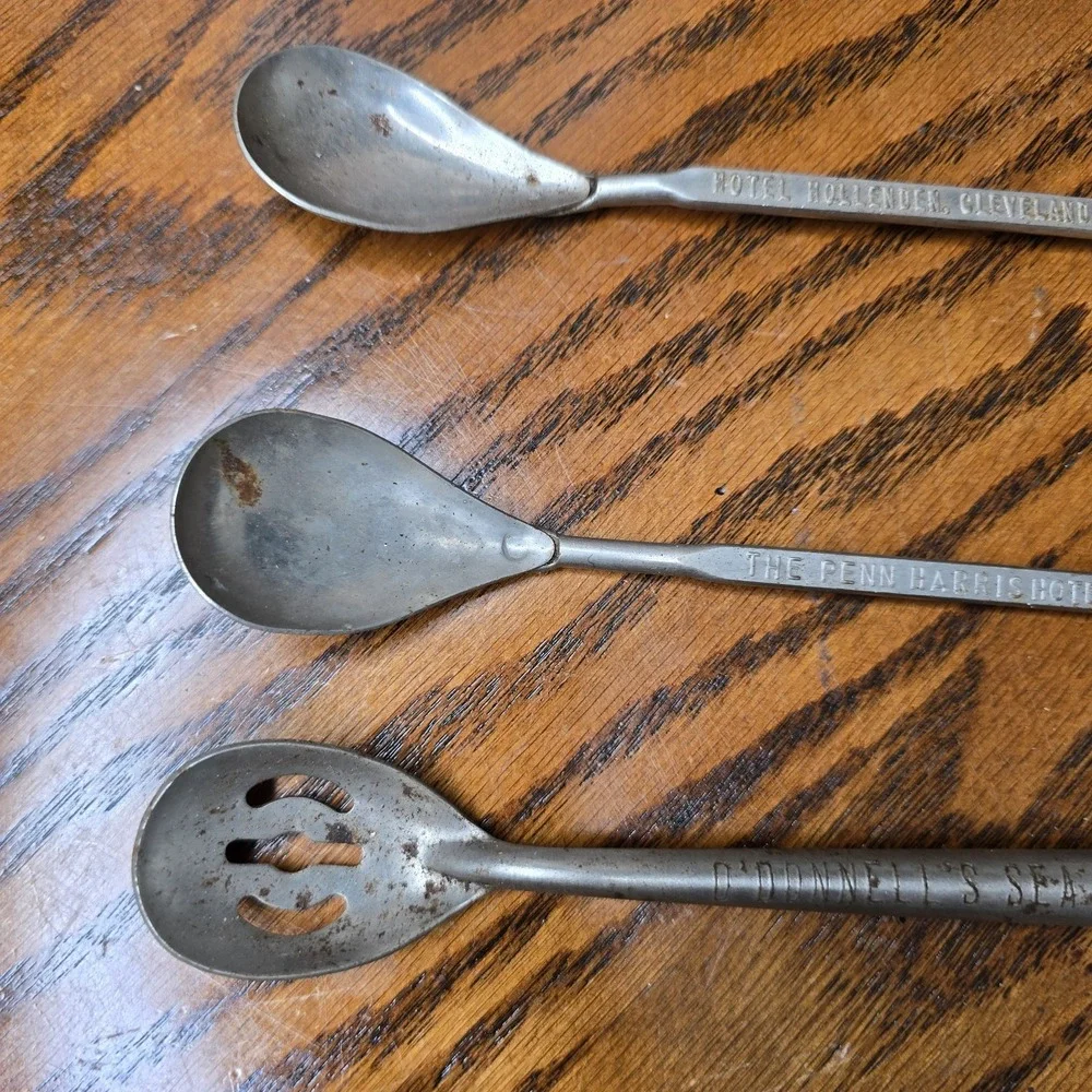 Vintage Hotel & Business Spoon Advertising Stirrer Bottle Openers Rusty 12